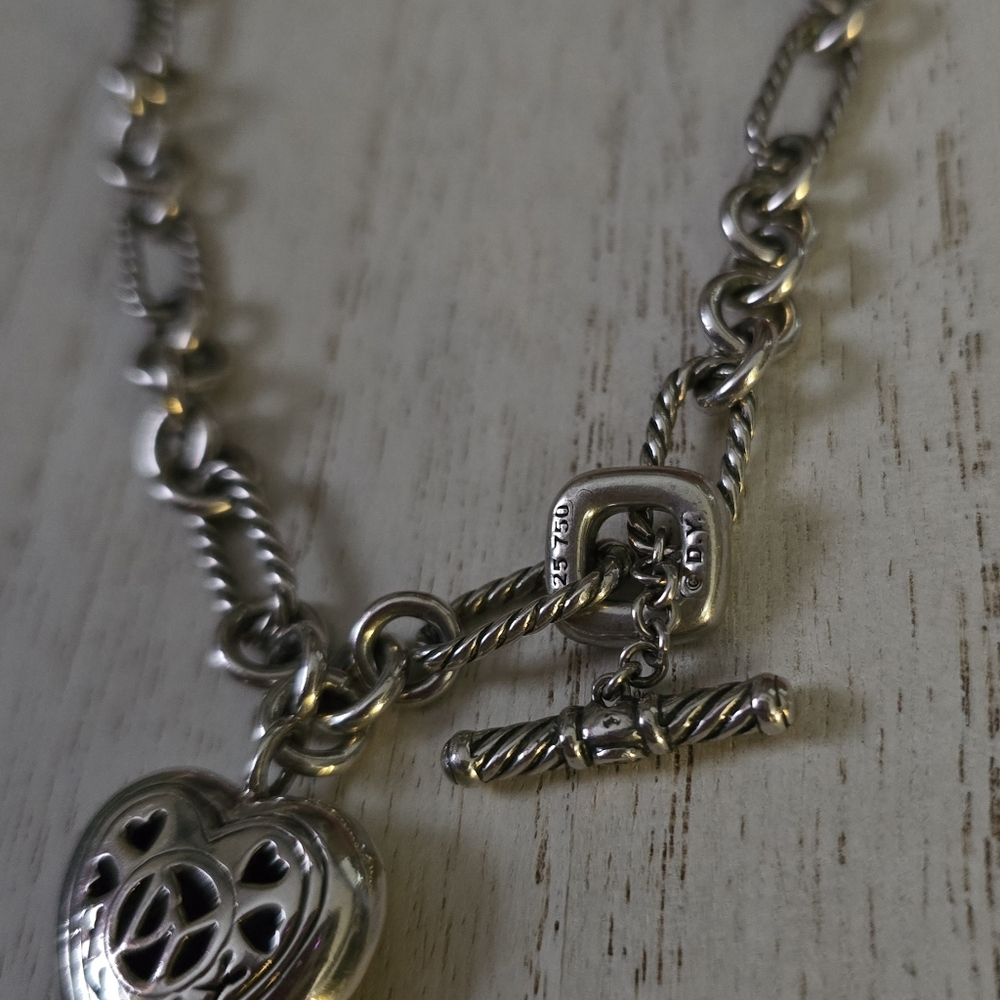 David Yurman Figaro Cable Heart 18k Yellow Gold-Sterling Silver Pendant Necklace - Picture 6 of 12